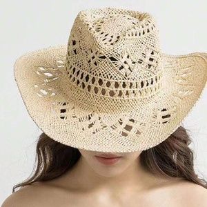Boho Straw Western Cowboy Style Summer Hat